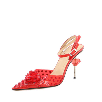 Mach & Mach Women's Rose Crystal Heel Pumps Embellished PVC 110
