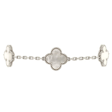 Van Cleef & Arpels Vintage Alhambra 5 Motifs Bracelet 18K White Gold and Mother of Pearl