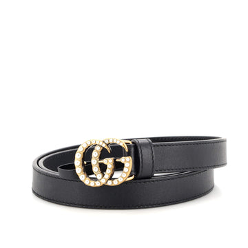 Gucci Pearly GG Marmont Belt Leather Thin