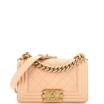 Chanel Boy Flap Bag Quilted Caviar Small Neutral 2249851