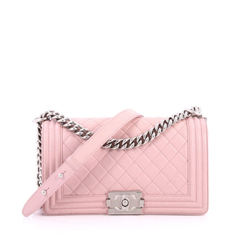 Chanel Boy Flap Bag Quilted Lambskin Old Medium Pink