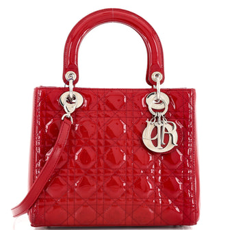Christian Dior Lady Dior Bag Cannage Quilt Patent Medium