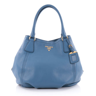 Prada Convertible Satchel Vitello Daino Medium Blue 2250202