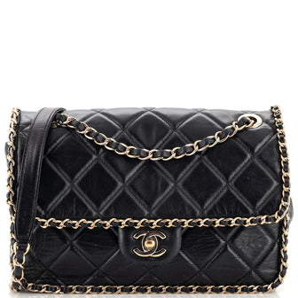 Chanel Running Chain Around Flap Bag Quilted Crumpled Calfskin Medium