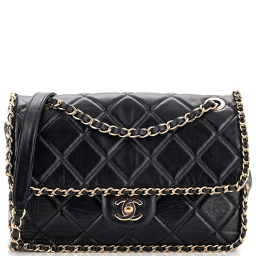 Chanel Running Chain Around Flap Bag Quilted Crumpled Calfskin Medium