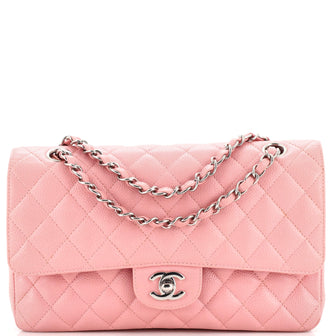 Chanel Classic Double Flap Bag Quilted Caviar Medium Pink 2250281