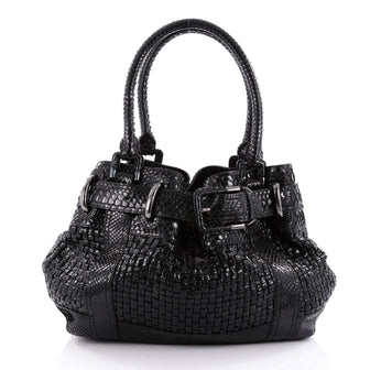 Burberry Beaton Bag Woven Python Large Black 2250501