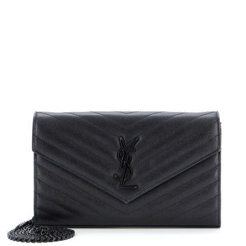 Saint Laurent Classic Monogram Wallet on Chain Matelasse Chevron Leather Medium