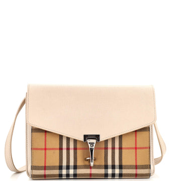 Burberry Macken Crossbody Bag Leather and Vintage Check Canvas Small