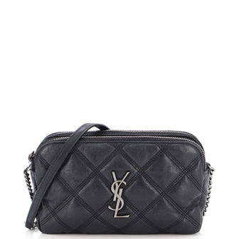 Saint Laurent Becky Double Zip Crossbody Bag Quilted Leather Mini