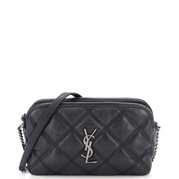 Saint Laurent Becky Double Zip Crossbody Bag Quilted Leather Mini