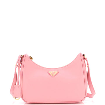 Prada Adjustable Handle Zip Hobo Saffiano Leather Mini