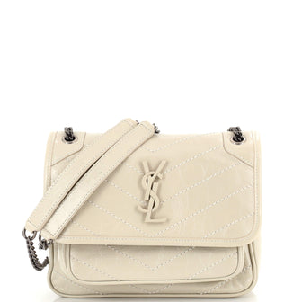 Saint Laurent Niki Chain Flap Bag Matelasse Chevron Leather Baby