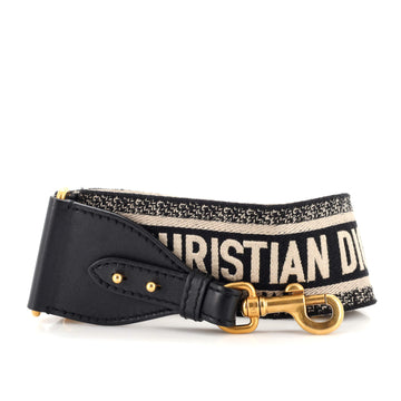 Christian Dior Logo Shoulder Strap Embroidered Canvas Thin