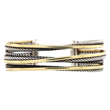 David Yurman Four Row Crossover Cuff Bracelet Sterling Silver and 18K Yellow Gold