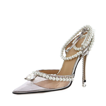 Mach & Mach Women's Diamond of Elizabeth Ankle Strap Pumps PVC 110