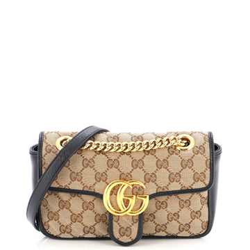 Gucci GG Marmont Flap Bag Diagonal Quilted GG Canvas Mini