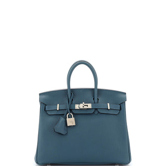 Hermes Birkin Handbag Blue Togo with Palladium Hardware 25