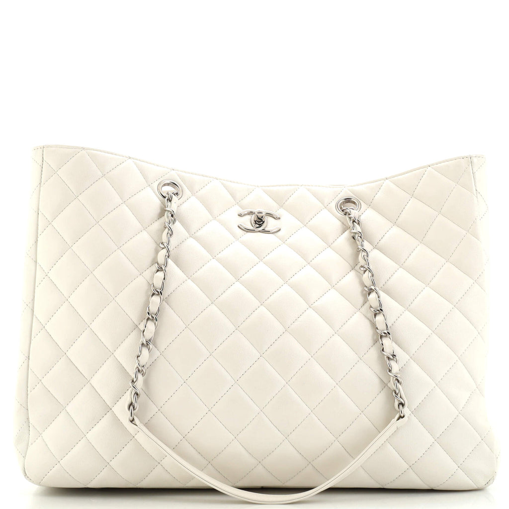 Chanel Classic CC Shopping Tote Quilted Lambskin Large White 225262130