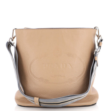 Prada Logo Bucket Messenger Bag Vitello Phenix Medium