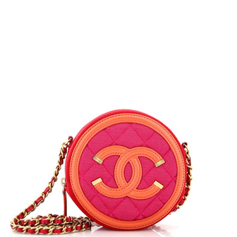 Chanel Filigree Round Clutch with Chain Quilted Jersey Mini