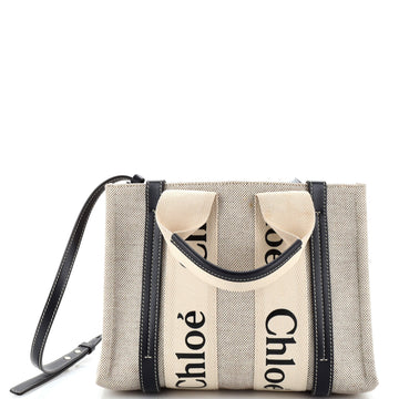 Chloe Woody Convertible Tote Canvas with Leather Small