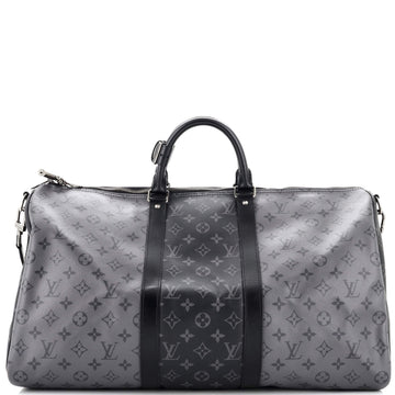 Louis Vuitton Keepall Bandouliere Bag Reverse Monogram Eclipse Canvas 50