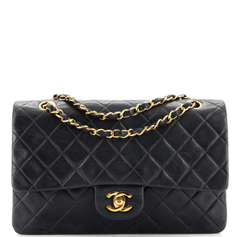 Chanel Vintage Classic Double Flap Bag Quilted Lambskin Medium