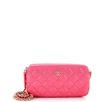 Chanel Double Zip Clutch with Chain Quilted Caviar