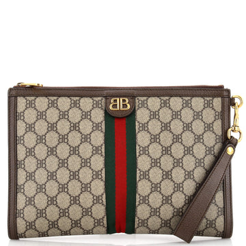 Balenciaga x Gucci The Hacker Project Web Wristlet Clutch BB Coated Canvas