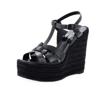 Saint Laurent Women's Tribute Wedge Espadrille Sandals Leather
