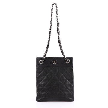 Chanel Vintage Chain Tote Quilted Caviar Small Black