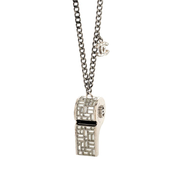 Chanel CC Whistle Pendant Necklace Metal with Crystals