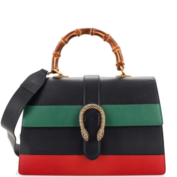 Gucci Dionysus Bamboo Top Handle Bag Colorblock Leather Large