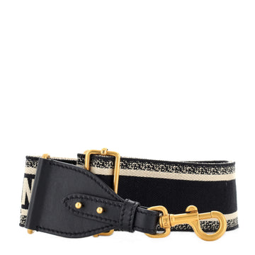 Christian Dior Logo Shoulder Strap Embroidered Canvas