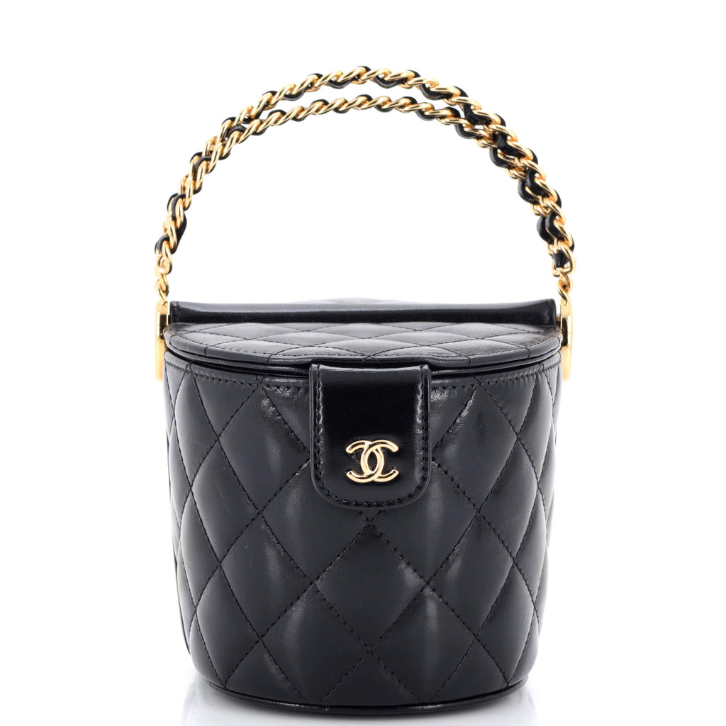Chanel Double Sided Top Handle Vanity Bag Quilted Lambskin Mini Black  2250263