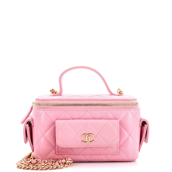 Chanel Quilted Polly Pocket Top Vanity Quilted Lambskin East West