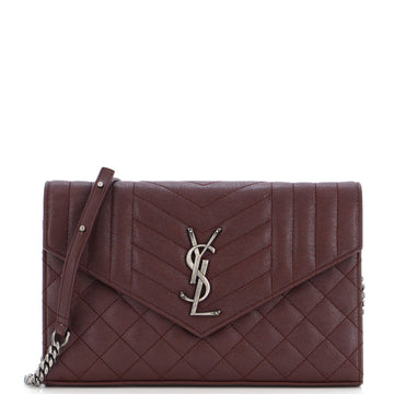 Saint Laurent Classic Monogram Chain Wallet Mixed Matelasse Leather Medium