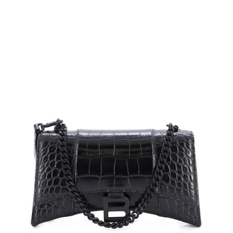 Balenciaga Hourglass Crossbody Bag Crocodile Embossed Leather XS