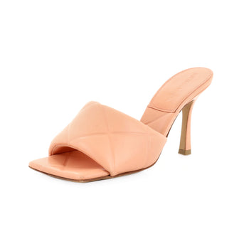 Bottega Veneta Women's Lido Heeled Sandals Quilted Embossed Leather