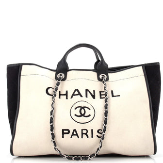 Chanel Black Canvas Large Deauville Tote Bag Chanel