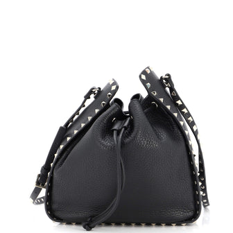 Valentino Garavani Rockstud Drawstring Bucket Bag Leather Medium