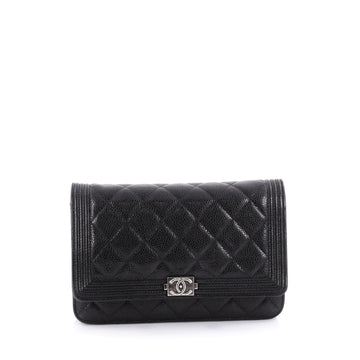 Chanel Boy Wallet on Chain Quilted Caviar Black