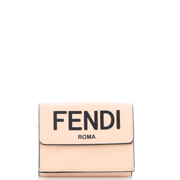 Fendi Logo Trifold Wallet Embossed Leather Micro