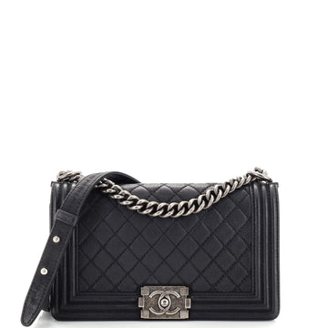 Chanel Boy Flap Bag Quilted Matte Caviar Old Medium
