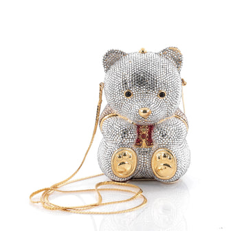 Judith Leiber Teddy Bear Minaudiere Crystal Small Silver 2255302
