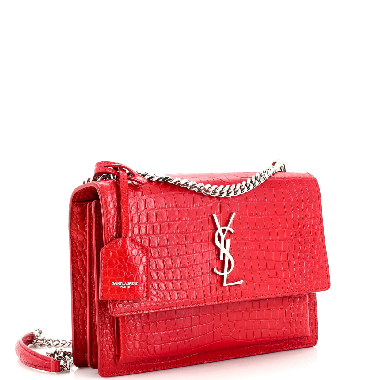 Saint Laurent Sunset Crossbody Bag Crocodile Embossed Leather Medium