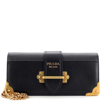 Prada Cahier Chain Clutch City Calf and Saffiano