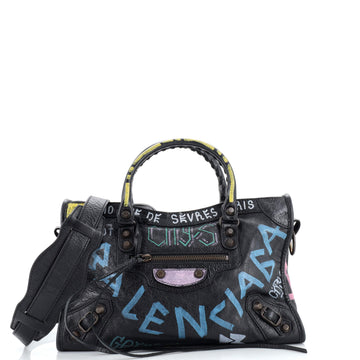 Balenciaga City Graffiti Classic Studs Bag Leather Small