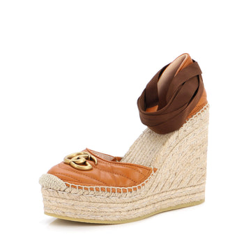 Gucci Women's GG Marmont Wedge Espadrilles Matelasse Leather